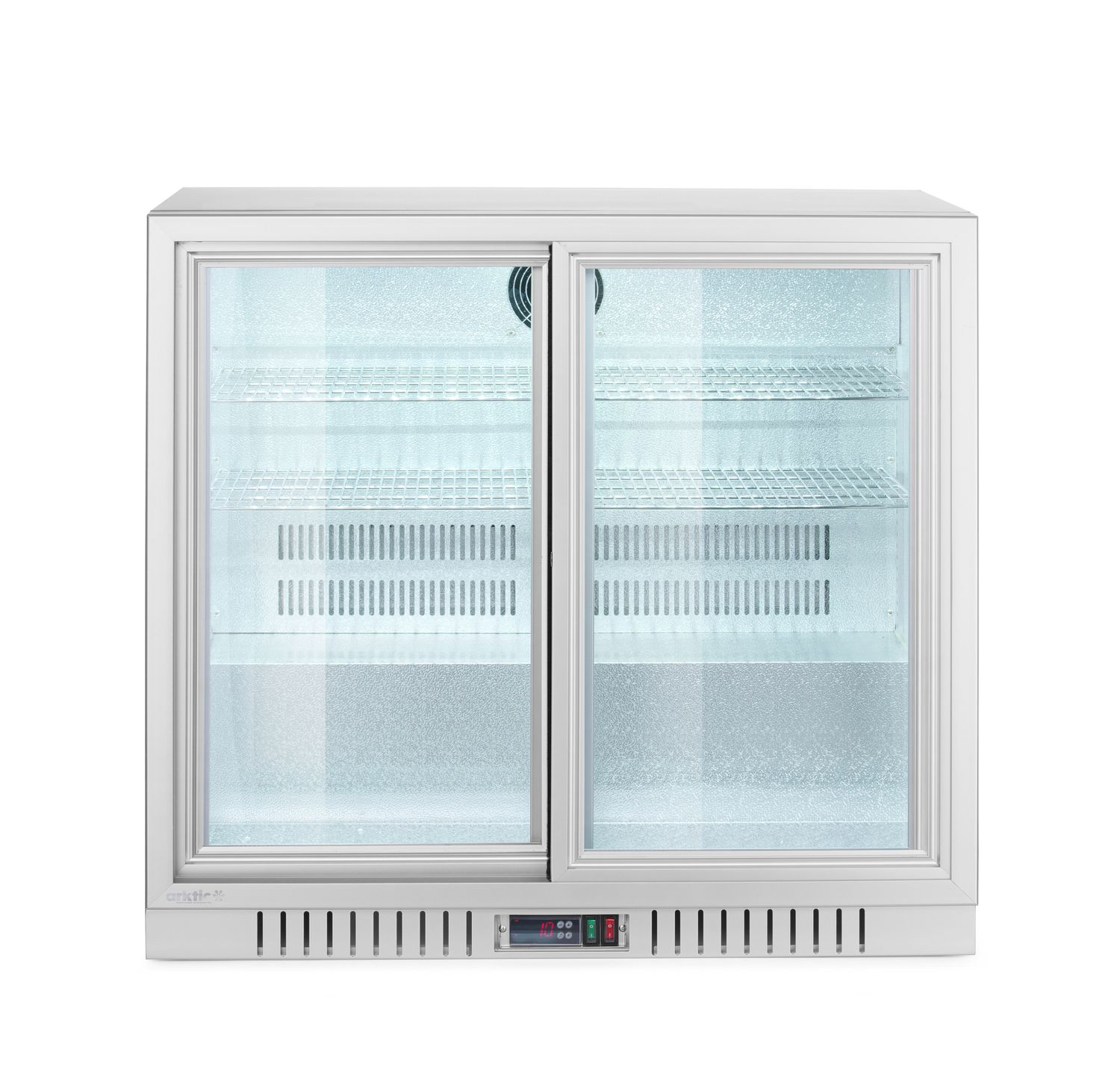Lodówka barowa z podwójnymi drzwiami suwanymi, Arktic, 150L, srebrny, 230V/175W, 900x520x(H)840mm
