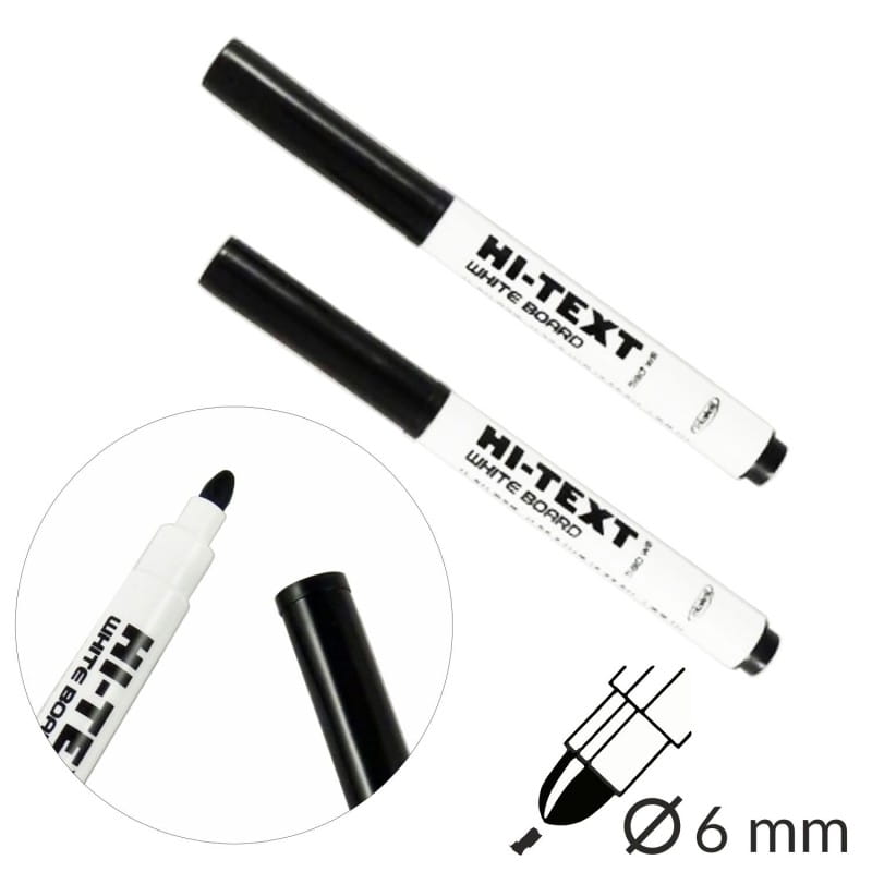 Markery suchościeralne czarne z okrągłą końcówką 6 mm