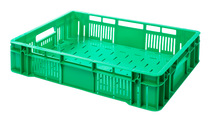 Skrzynka na owoce i warzywa 60x40x13 cm atest do kontaktu z żywnością, zielona