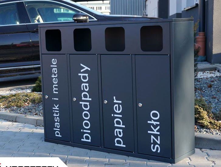 Kosz do segregacji odpadów Etna IV 40 l, stal ocynkowana malowana