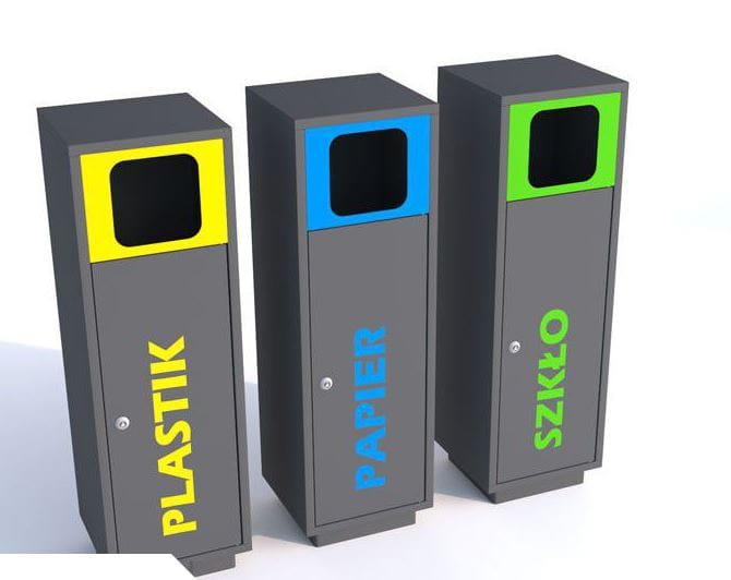 Kosz do segregacji odpadów Etna I 40 l, kolory, stal ocynkowana malowana  