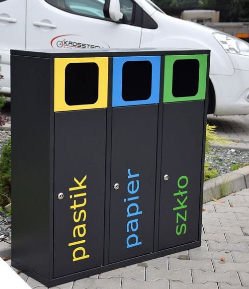 Kosz do segregacji odpadów Etna III 40 l, kolor, stal ocynkowana malowana 