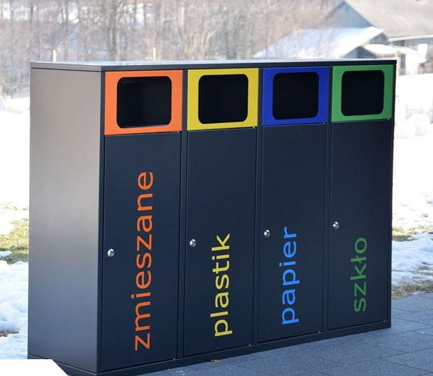 Kosz do segregacji odpadów Etna IV 80 l + popielnica, stal nierdzewna