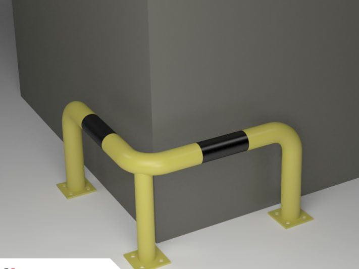 Odbojnica przemysłowa, narożna UN, stal ocynkowana malowana + naklejki     