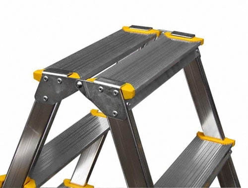 Drabina aluminiowa, podest dwustronny, 2 stopnie
