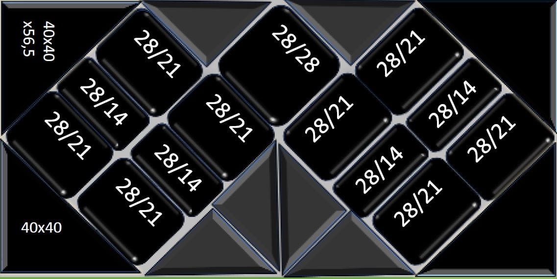 Podwójny komplet na sałatki z pojemnikami trójkątnymi 80x160 cm, 27 pojemników, Dupont, Plexiline