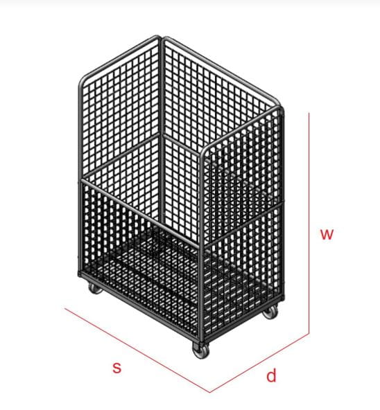 Wózek transportowy, kontener do składowania opakowań