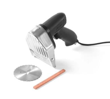 Nóż elektryczny do kebaba, ostrze fi 100mm, H 194mm, stal nierdzewna, z ostrzałką, moc 80W, Kitchen Line