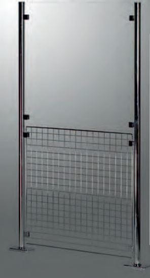 Krata druciana  chromowana 950x950 mm do słupka/stojaka wygrodzenia, system prowadzenia klienta