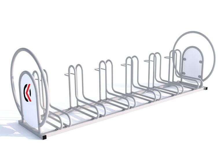 Stojak na rowery RAD-6 z reklamą, stal ocynkowana