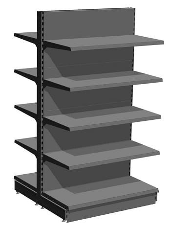 Regał sklepowy typu gondola, głęboki na 57 cm, kompatybilny z Tegometall, Mago, Eden