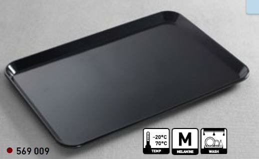 Taca 30x19cm, h= 1,7 cm,ekspozycyjna,  czarna melamina, na sery, ryby wędzone, garmażerkę