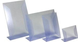 Stojak L z PCV 0,7 mm z zagiętymi bokami A4 pionowy