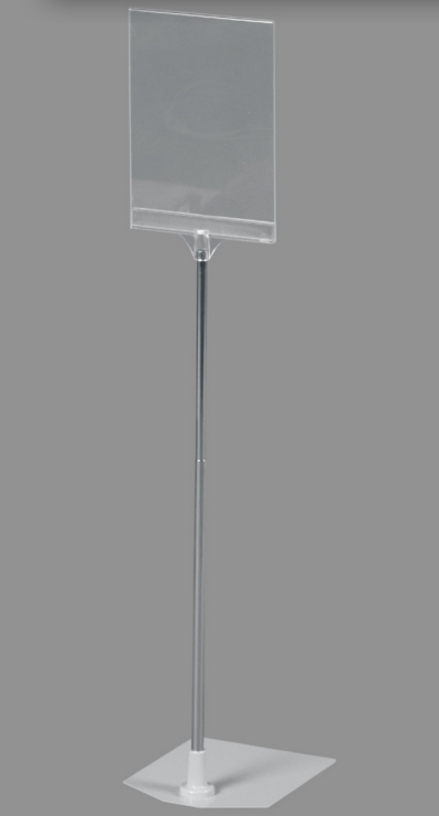 Stojak informacyjny A3, kieszeń "U" z plexi na podstawce stalowej