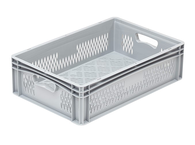 Skrzynka pojemnik na owoce i warzywa 60x40x17  basicline, szara, ażurowa 