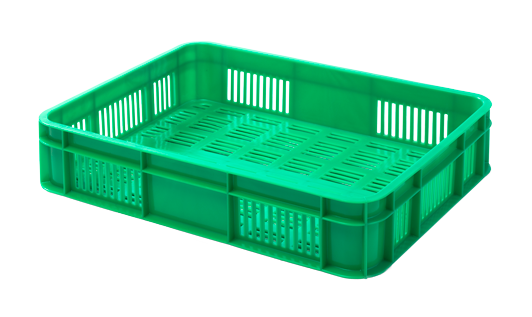 Skrzynka na owoce i warzywa 40x30x8,5 cm, atest do kontaktu z żywnością, zielona