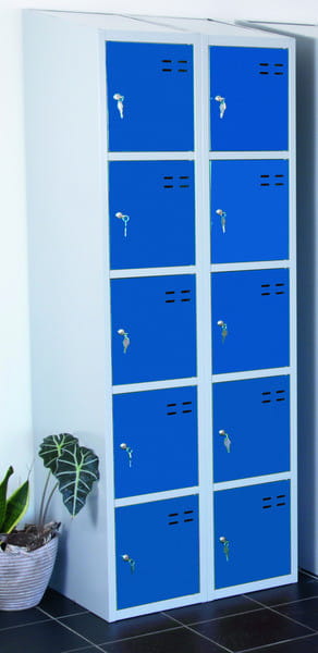 Szafa metalowa ubraniowa niebiesko - szara, 10 przegród