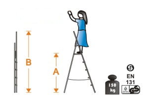 Drabina/podest aluminiowa, jednostronna, 3 stopnie