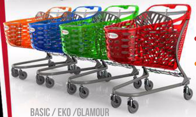 Wózek sklepowy Rabtrolley Samba GLAMOUR 130L, różne kolory