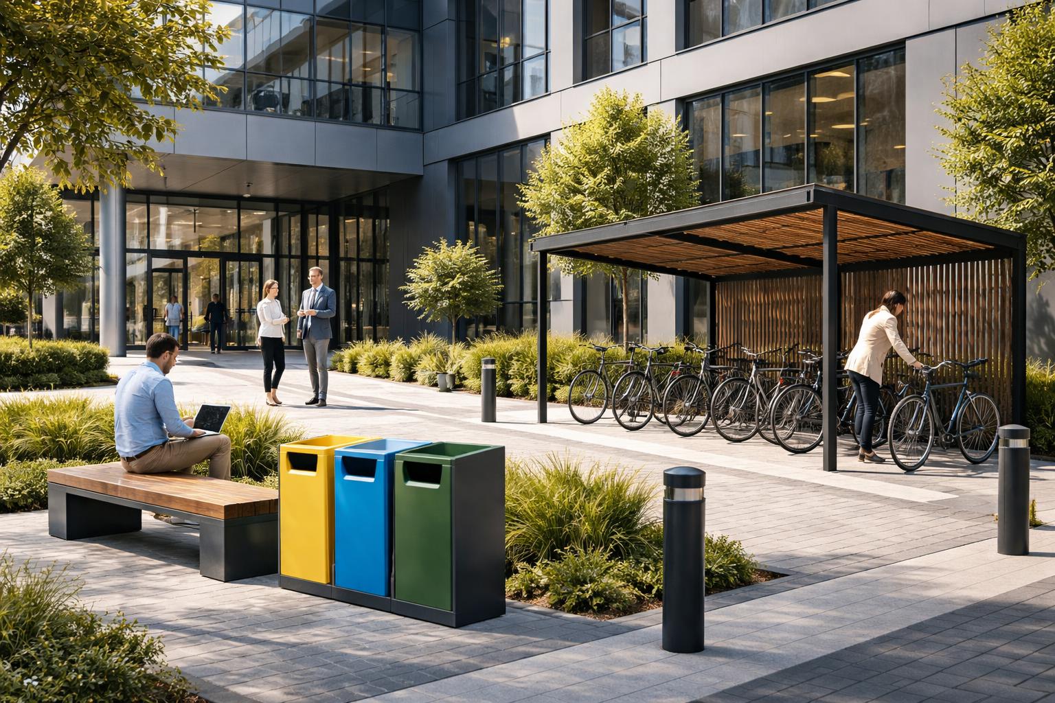 Mała architektura miejska – jakie produkty sprawdzą się przy firmach, szkołach, osiedlach i instytucjach?